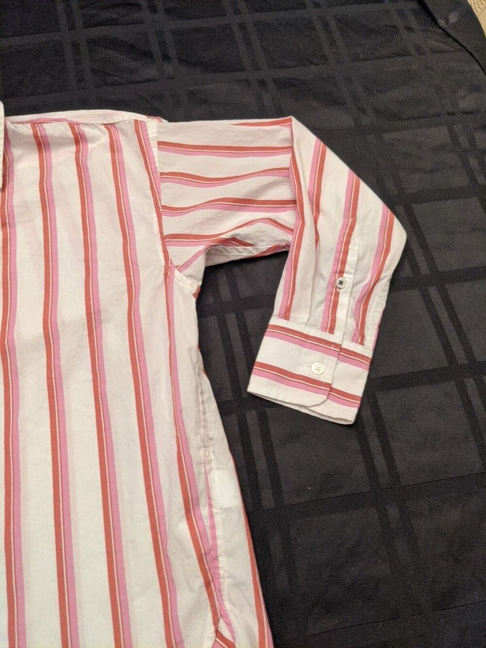 Womens J. Crew Relaxed Fit Pink Striped Button Down Shirt Size 2 Long Sleeve - Picture 3 of 8